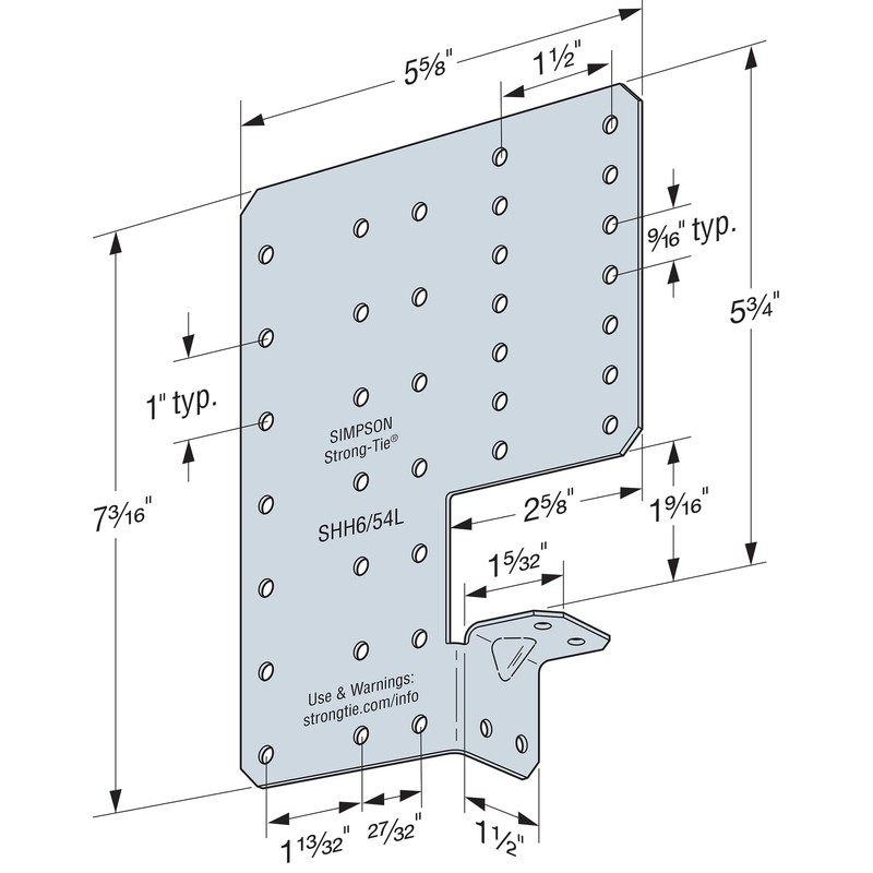 Simpson Strong-Tie SHH6/54-KT24 Shh 7-3/16 in. x 5-5/8 in. 54-mil