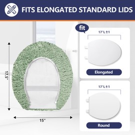 Baahrnom Luxury Soft Microfiber Toilet Lid Cover Machine Washable Solid Toilet Seat Cover 17.5" x 15" Adjustable Rubber Backing Fits Most 16-17.5" L x 14-16" W Round Oblong and Elongated Toilet Seat