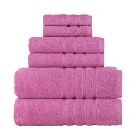 Rosyn Home - Hotel and Spa Quality 6 Piece Bath Towel Set 2 Bath Towel 2 Hand Towel 2 Washcloth Soft 100% Turkish Cotton Pink