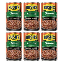 Bush's Best Onion Baked Beans, Gluten and Cholesterol Free, Good Source of Fiber, Low Fat, 7g of Protein and 5g of Fiber per Serving, 28 Ounce (Pack of 6)