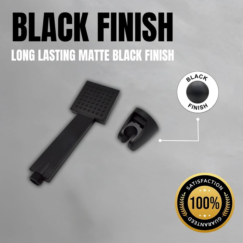 Black Square Shower Head with Holder – Stylish and Functional