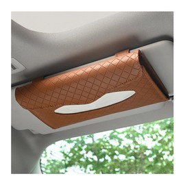 JNNJ Auto-Taschentuchhalter, PU Leder Auto Sonnenblende Tissue-Halter, Auto Tissue Halter Taschentuchbox Maskenhalter, Auto Tissue Gesichtsmaske Box Serviettenbox Halter Für Sonnenblende(Braun)
