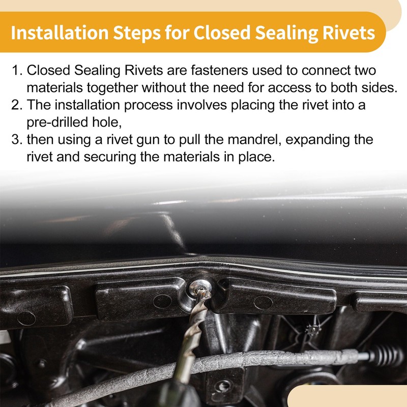 Partuto 50 Pcs Dome Head Closed Sealing Rivets 4mm Grip