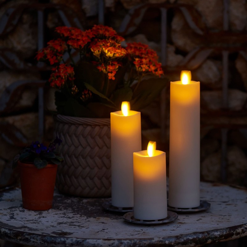 Luminara Outdoor Slim Pillar Flameless LED Candle, Set of 3