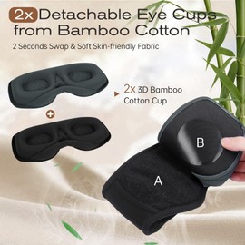 MUSICOZY White Noise Sleep Mask with 29 Natural Sounds, 2 Replaceable 3D Bamboo Cotton Eye Pads & 3 Timer Settings - Natural Sleep Aids for Men, Women - Perfect for Bedtime, Travel and Office Naps