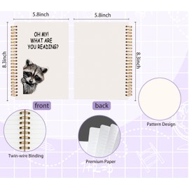 Welshower Funny Raccoon Book Spiral Notebook Journal, Reading Journal for Book Lovers, Gifts for Readers Books Lovers Women, Librarian Gifts, Funny Raccoon Bookish Notebook, 5.5x8.3 Inch