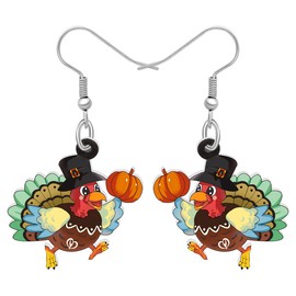 BONSNY Acrylic Thanksgiving Black Turkey Chicken Hen Earrings Drop Dangle Jewelry For Women Charms Gifts (Multicolor)