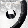 KAFEEK Diamond Soft Leather Steering Wheel Cover with Bling Bling