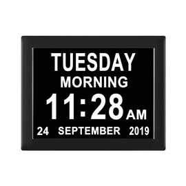 [8 Alarm Options] Extra Large Day Date Month Clock for Elderly-Digital Calendar Day Dementia Clocks for Seniors with Level 1-10 Auto Dimmable Memory Loss Clock