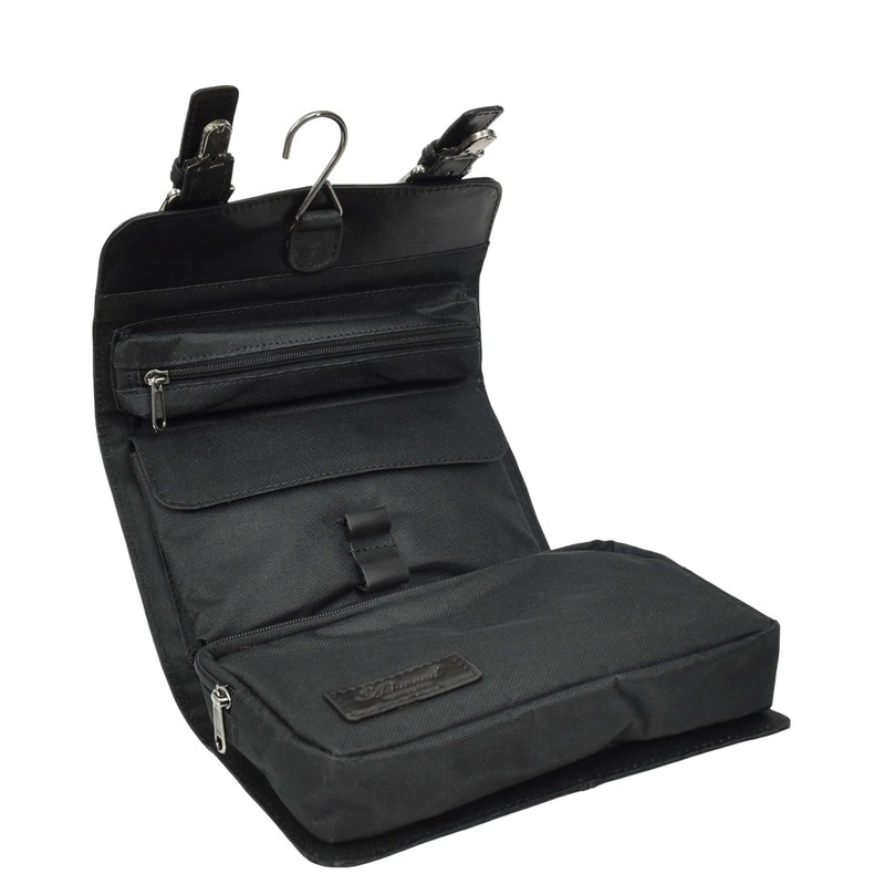 Mens Handmade Real Leather Hanging Toiletry Bag Travel Overnight Wash