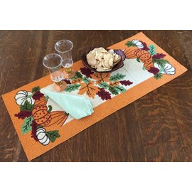 Golden Hill Studio Beaded Harvest Fruit Table Runner - Fall Décor Perfect for Tabletop and Kitchen Décor - 15 x 36 - Unique and Pretty - Fall Decorations - Pumpkins and Fall Leaves - Harvest Home