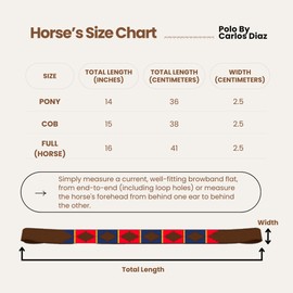 Carlos Diaz Designer Genuine Leather Waxed Embroidered Gaucho Polo Horse Bridle Browband (Pony 14 inches)