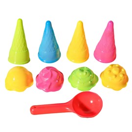 9 Pcs Sand Toys, Bath Toys, Ice Cream Toys for Kids, Outdoor Beach Toys Ice Cream Cones Scoop Set Sand Mold Toy, Beach Toys for Kids 3-10, Travel Toys for Toddlers Boys Girls (Random Color)