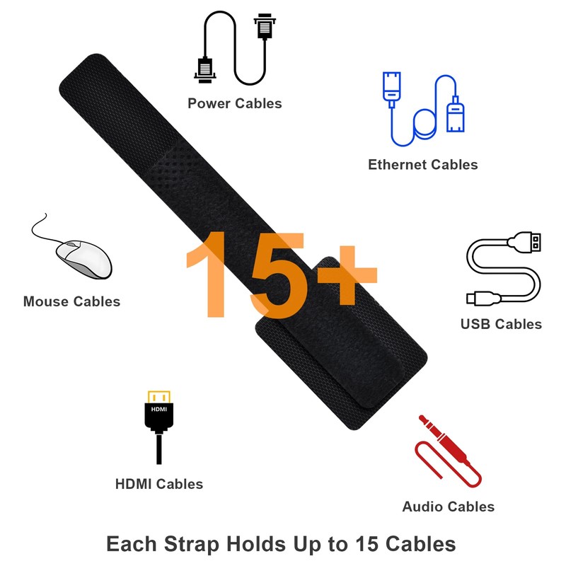 Silcpall Cable Management Under Desk, 20 Pair Cord Organizer Straps
