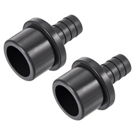sourcing map PVC Pipe Fitting 16mm Barbed x 32mm OD Spigot Straight Tube Adapter Hose Quick Connector, Black Pack of 2