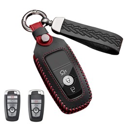 ontto Car Key Bag Stylish Key Skin Smart Remote Fob Cover Fit for Ford Mustang Fusion Explorer Escape Black