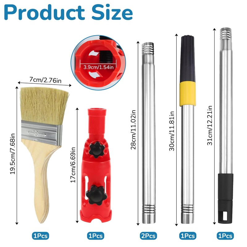 Multi-Angle Paint Brush Extender Extension Pole, 1.1m Roller Extension Pole