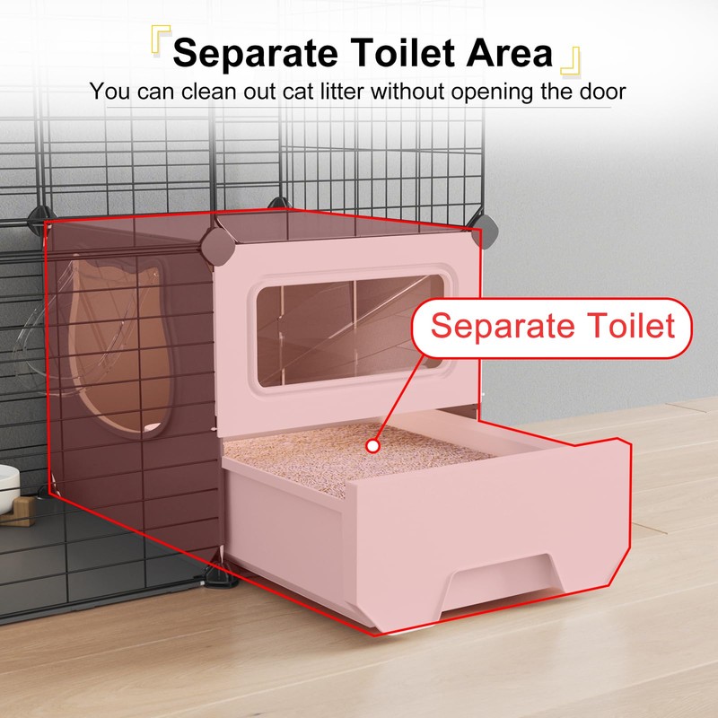 Oneluck Cat Cage Indoor with Litter Box 3-Tier DIY Cat