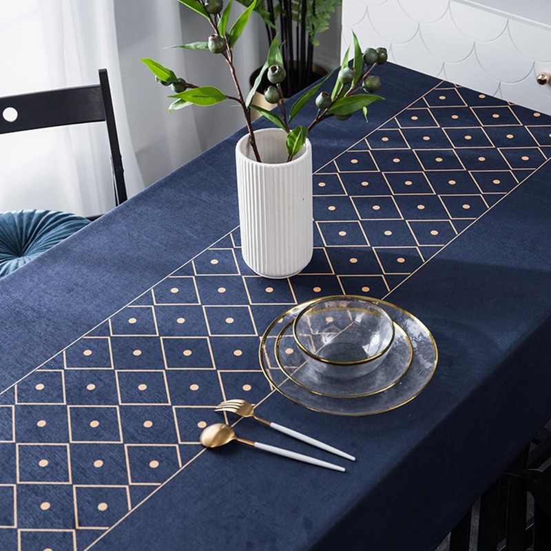 Bishilin Navy Blue Polyester Tablecloth, Rectangular Tablecloth Set Outdoor Dining