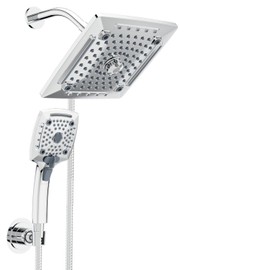 ELLO&ALLO Rain Shower Head with Handheld Spray, Rainfall Shower Head Combo with 60" Hose, Adjustable Dual Showerhead Set with 3-Way Diverter, Chrome