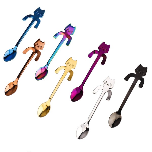 Cat Coffee Spoon Stainless Steel Hanging Design Teaspoon Mini Kitten
