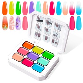 U-Shinein Gradient Painting Gel, 9 Colors Ombre Gel Nail Polish Sponging for Ombre Nails Aura Nails French Manicure Soak Off UV Long-lasting High-glossy Home DIY Nail Salon Rainbow Candy(01)