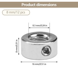 Pack of 12 Washers for 8 mm Quality Cups, Depth Limiter Drill Ring Positioner, T8 Thread Locking Ring 8.3 mm Bore 16 mm OD, Depth Stop Rings with Hex Key for CNC, Drilling
