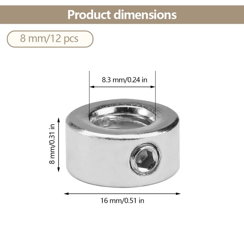 Pack of 12 Washers for 8 mm Quality Cups, Depth