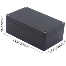 Otdorpatio 2 Pack Project Box IP65 Waterproof Junction Box ABS Plastic Black Electrical Boxes DIY Electronic Project Case Power Enclosure 7.87 x4.72 x2.95 inch (200x120x75 mm)