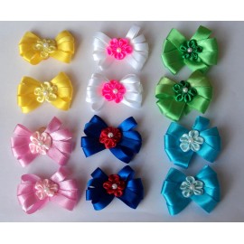 JJ Coutour Pack 12 Dog Hair Bows Pixie Design 2.5 inch size -St Patricks/Easte