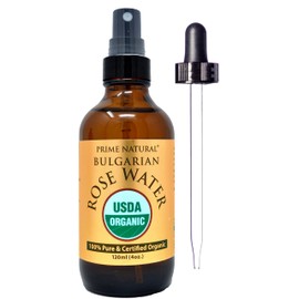 Rose Water Spray 4oz/120ml - USDA Certified Organic - Facial Toner, Hydrating Mist for Face & Hair - Bulgarian, 100% Pure, Natual, Preservative-Free, Moisturizer from Fresh Rose Petals