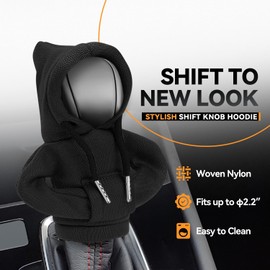 Auto Dynasty 2pcs Car Gear Shift Knob Hoodie, Mini Hoodie Shifter Cover, Automotive Interior Decoration, Gear Shifter Stick Protector, Auto Manual Transmission Lever Cover, Black/Red