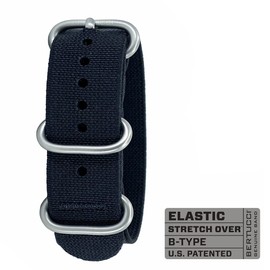 BERTUCCI Men's Black Elastic Matte Hardware 22mm Stitch Watch Band