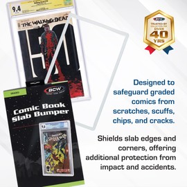 BCW Graded Comic Slab Bumpers | Translucent Comic Book Protectors | Fits Modern CGC Slabs | Durable TPE Comic Book Case | Anti-Scuff, Impact Guard for Comic Book Display | 3 Bumpers Per Pack
