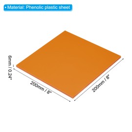 PATIKIL 200x200x6mm Phenolic Plastic Board, 1 Pcs Resin Laminated Sheet Plate Board PCB for Electrical Electronic Fixtures DIY and Crafts, Orange Red