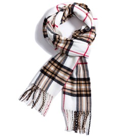 AUSEKALY Scarf For Women Men Winter Plaid Neck Scarves Fall Softest Classic Warm Lightweight White Black Brown