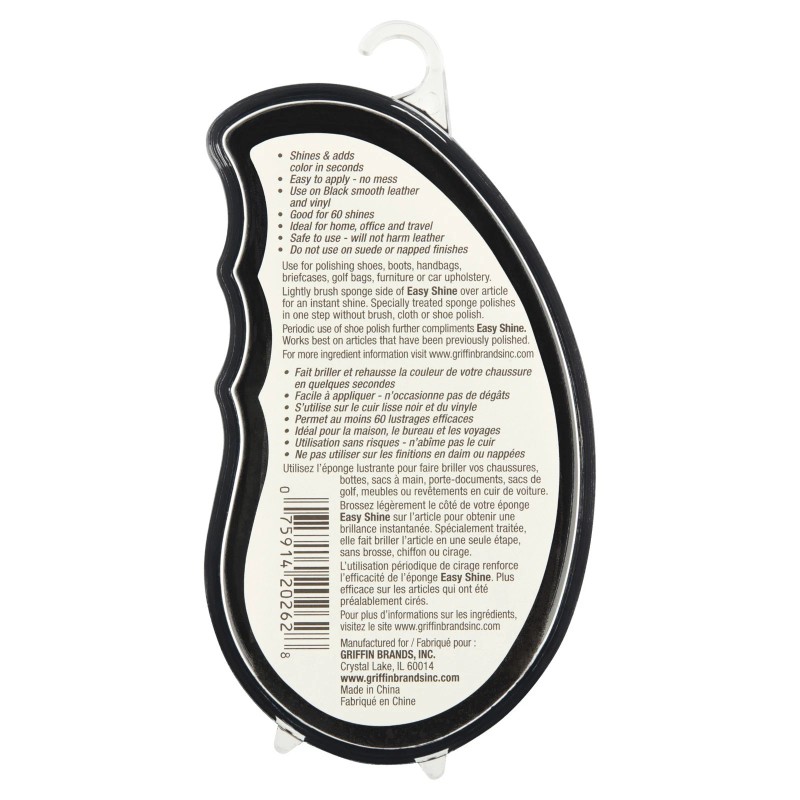Griffin Easy Shine Sponge - Black/Noir Instant Shoe Polishing Travel