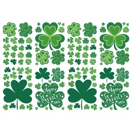 CAVLA St. Patrick's Day Shamrock Window Clings Decor 8 Sheets St. Patrick's Day Large Shamrock Static Window Stickers Decals Decorations for Saint Patrick's Day Lucky Day Irish Party Supplies