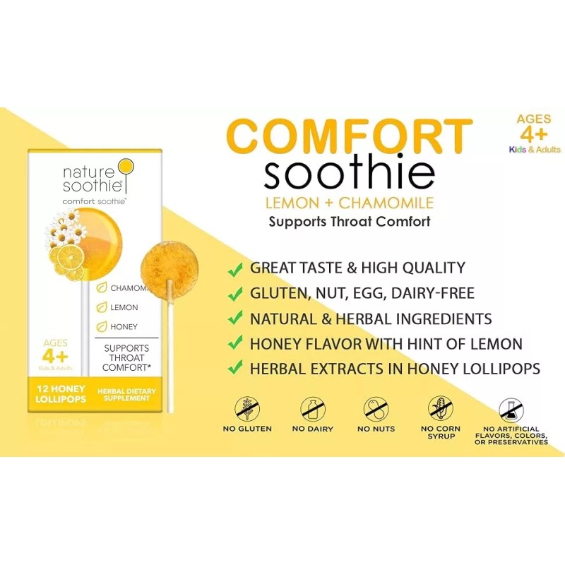 Nature Soothie Comfort Soothie Honey Lemon & Chamomile 12 Lollipops