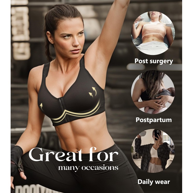 Lemorosy Women's Post Surgical Front Closure Bra Wirefree Non Padded