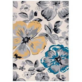 Rugshop Modern Floral Design Easy Cleaning for Living Room,Bedroom,Home Office,Kitchen Non Shedding Area Rug 6' 6" x 9' Cream
