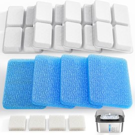 Dog Water Fountain Filter Replacement, 4 Packs Pet Water Filter & Sponge Filter for Sharlovy W10 Pro, 2 Months Set Easy-Swap For Dogs and Cat Fountain