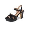 Cole Haan Women's Riannon Platform Sandal Heeled, Black Leather, 7.5