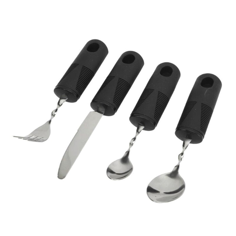 4pcs Elderly Adaptive Cutlery Set Eat Independently Easy Grip Handles