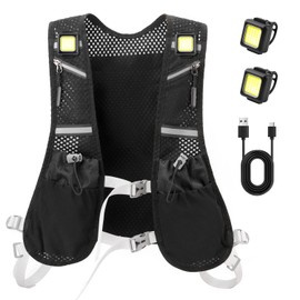 JOHNBOLIN LED Running Vest Men,Hydration Vest Women,Reflective Running Vests LED Backpacks,Cycling Vest for Phone and Water Bag,Motion Storage Vest With Cycling Running Climbing Hiking