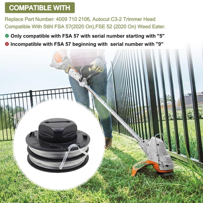 Zzunkn C3-2 Trimmer Head Spool Replacement Kit for Stihl FSA57