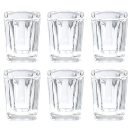 Thirsty Rhino Keras, Square 2 oz Shot Glass with Heavy Base, Clear Glass, Set of 6