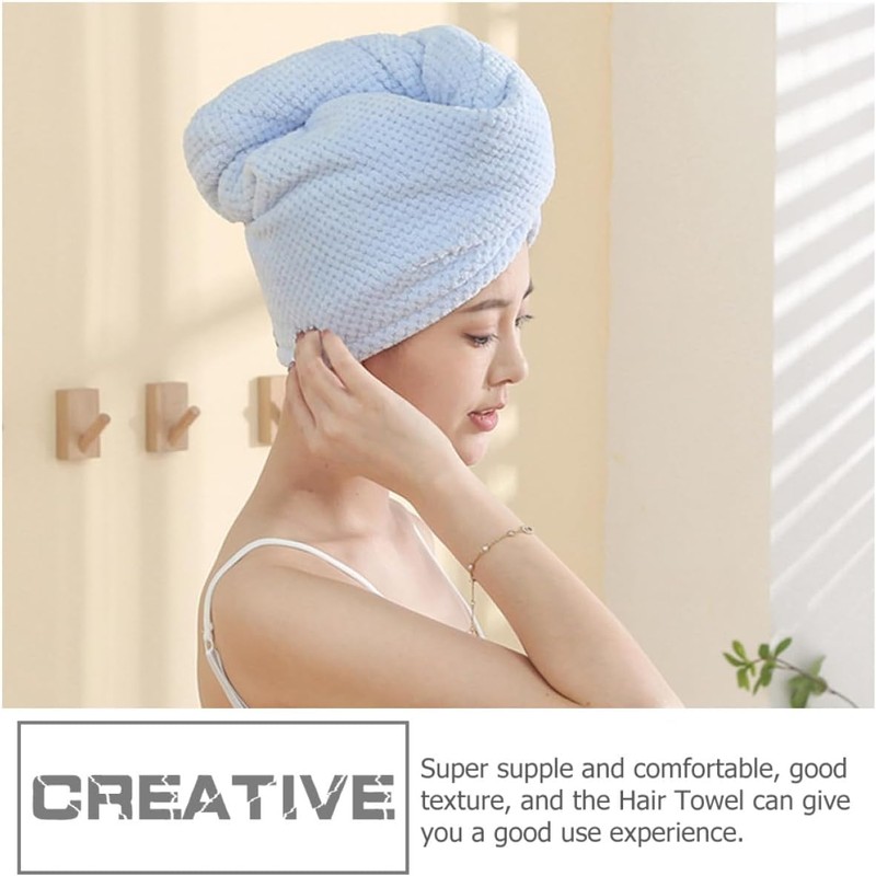 Genérico Toallas Microfibra Absorbentes Cabello 3 Piezas Secado Rápido Botón