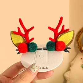 JUSTUSNX Pack of 2 Christmas Hair Clips Reindeer Horns Hair Clips Elk Ear Hairpin Party Hair Accessories for Girls Women (E)