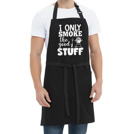 BBQ Aprons for Men Father's Day Gifts I Only Smoke the Good Stuff Grill Apron with 2 Pockets